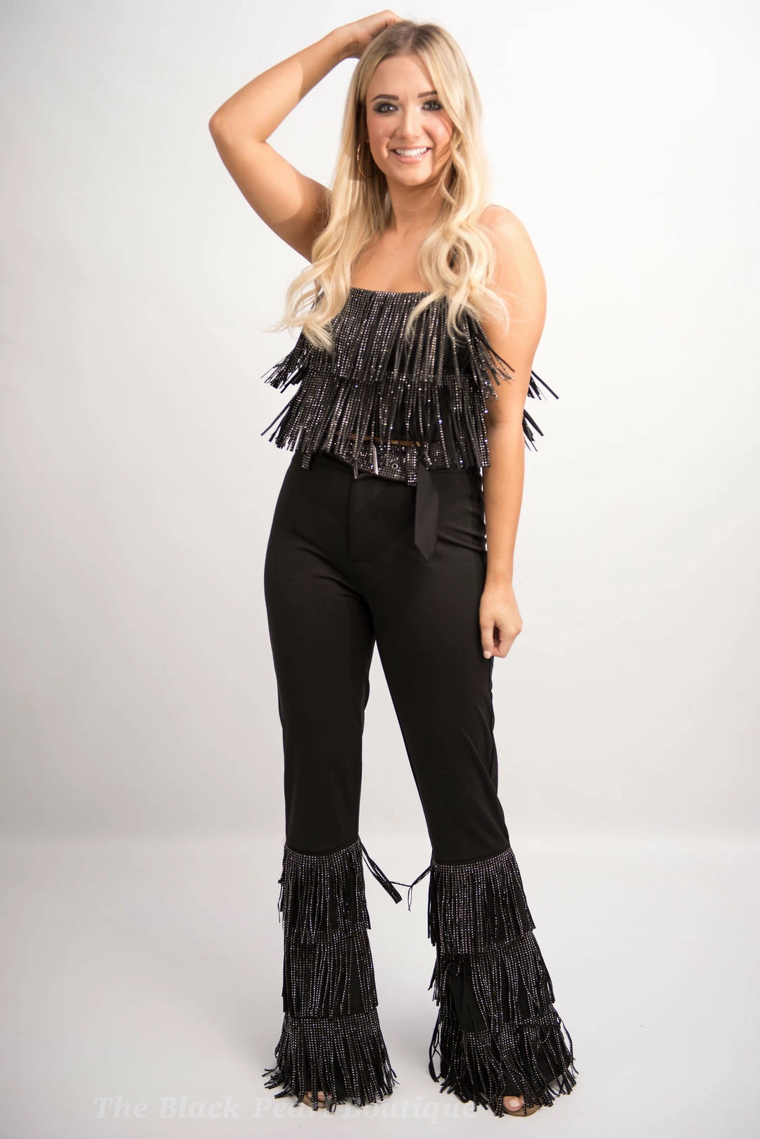 Nylon Black Fringe Crop Top 1 Nylon Black Fringe Crop Top