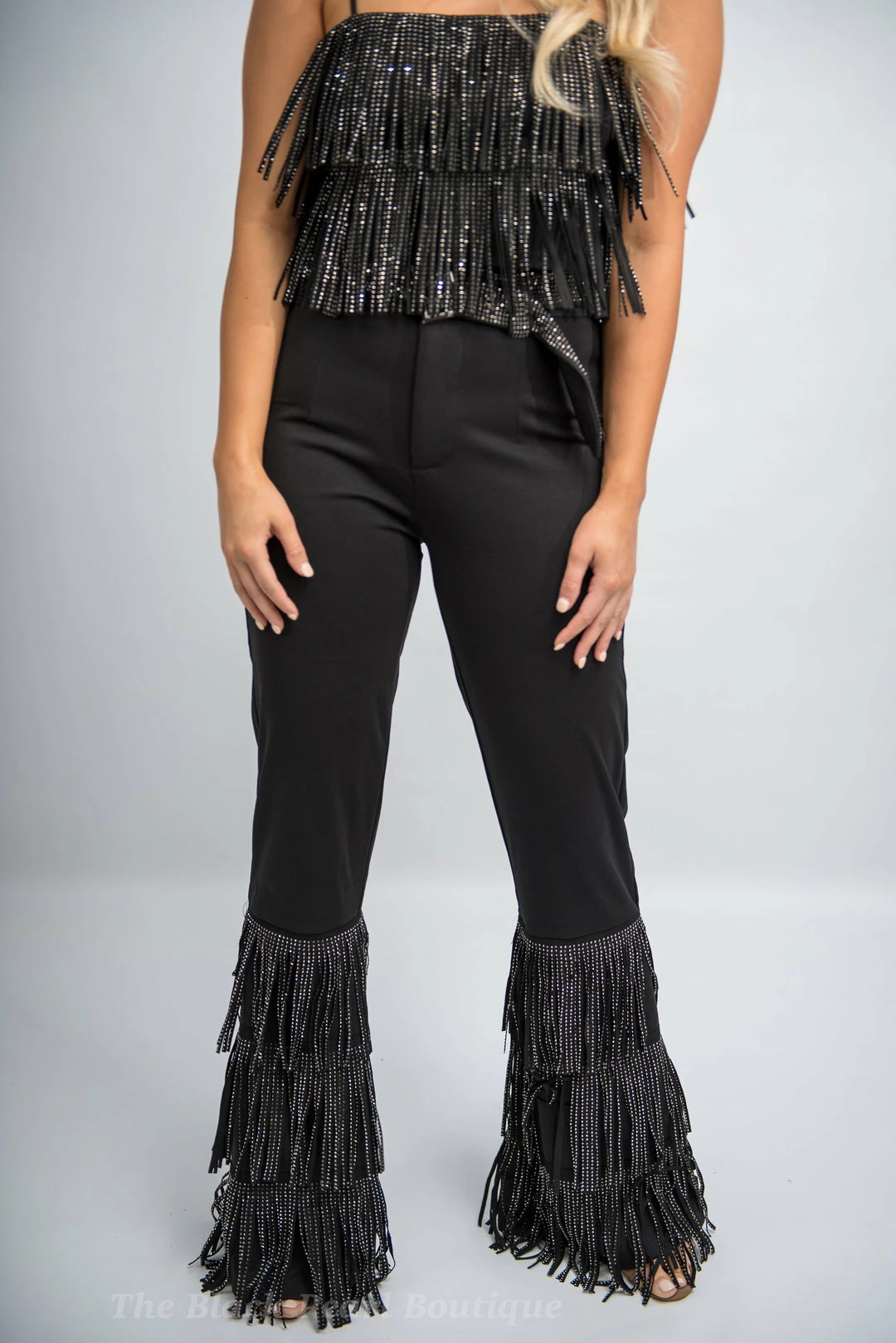Nylon Black Fringe High Waist Pants 11 Nylon Black Fringe High Waist Pants