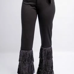 Nylon Black Fringe High Waist Pants 15 Nylon Black Fringe High Waist Pants