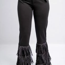 Nylon Black Fringe High Waist Pants 17 Nylon Black Fringe High Waist Pants