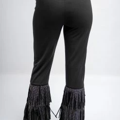 Nylon Black Fringe High Waist Pants 14 Nylon Black Fringe High Waist Pants