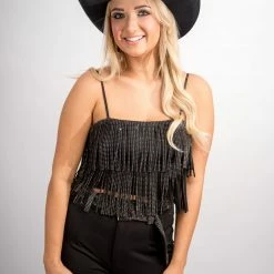 Nylon Black Fringe Crop Top 10 Nylon Black Fringe Crop Top