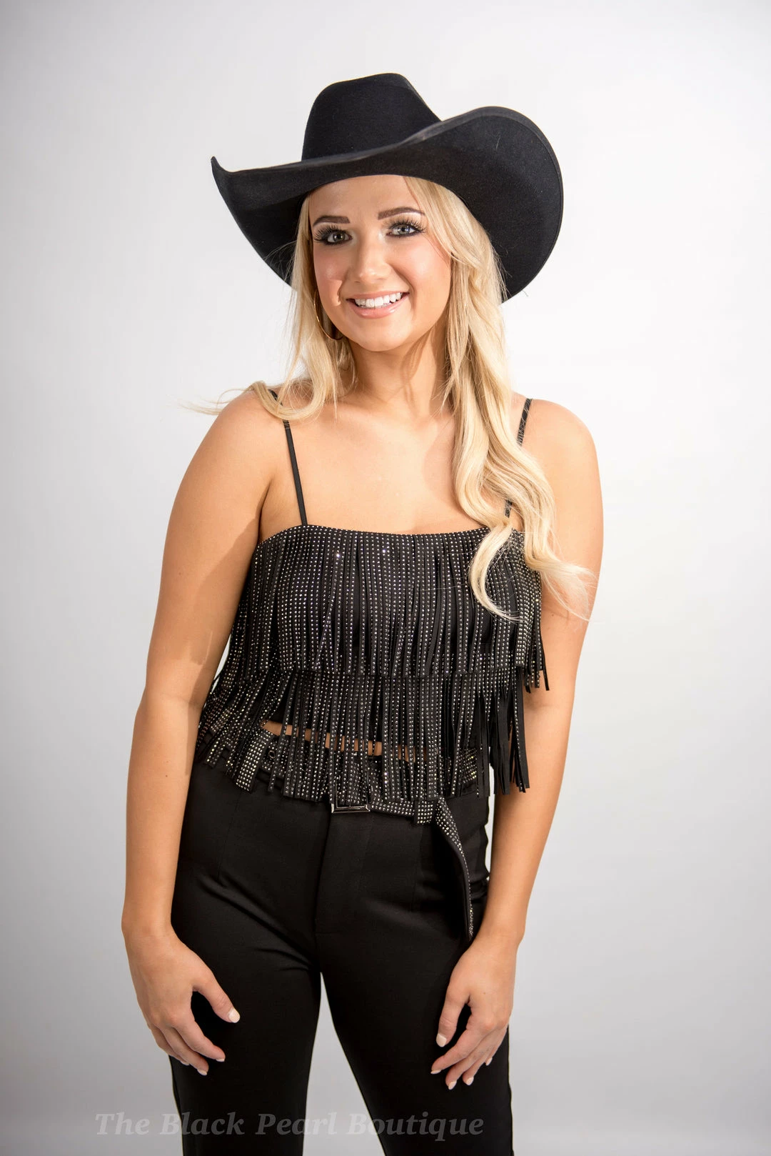 Nylon Black Fringe Crop Top 4 Nylon Black Fringe Crop Top