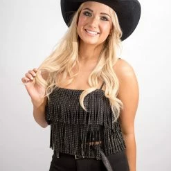 Nylon Black Fringe Crop Top 9 Nylon Black Fringe Crop Top