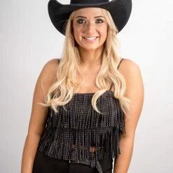 Nylon Black Fringe Crop Top 11 Nylon Black Fringe Crop Top