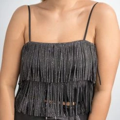Nylon Black Fringe Crop Top 13 Nylon Black Fringe Crop Top