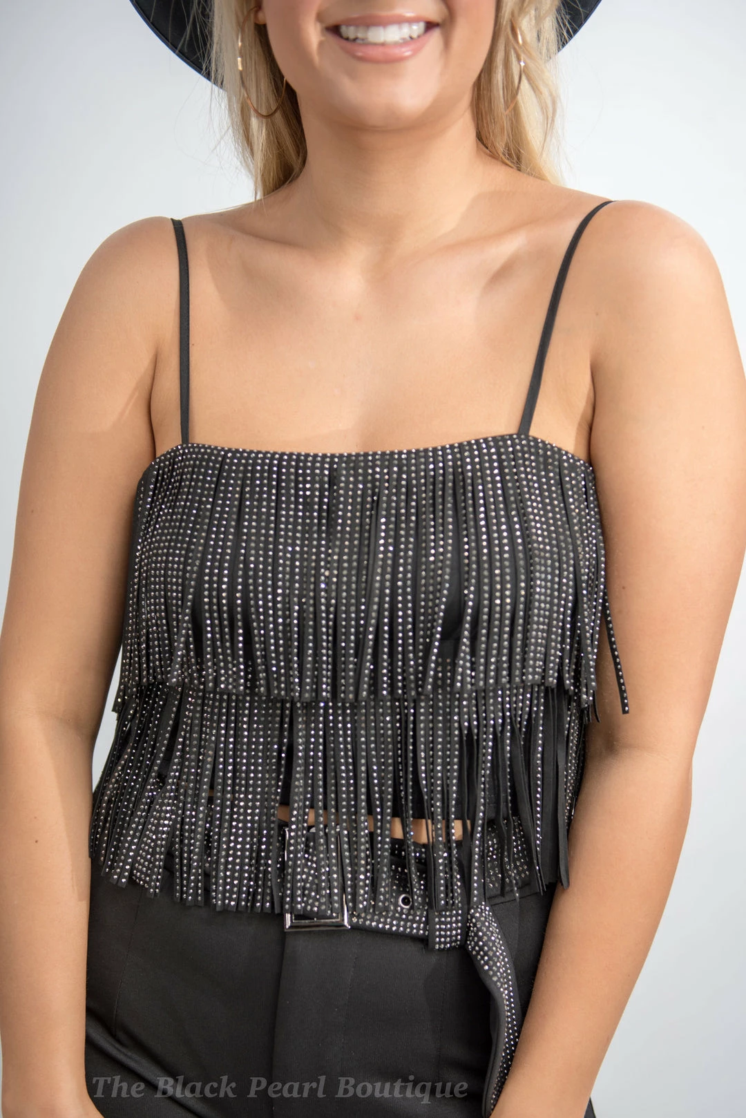 Nylon Black Fringe Crop Top 7 Nylon Black Fringe Crop Top