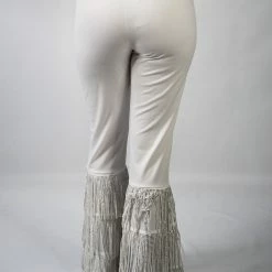 Nylon New Arrivals White Fringe High Waist Pants