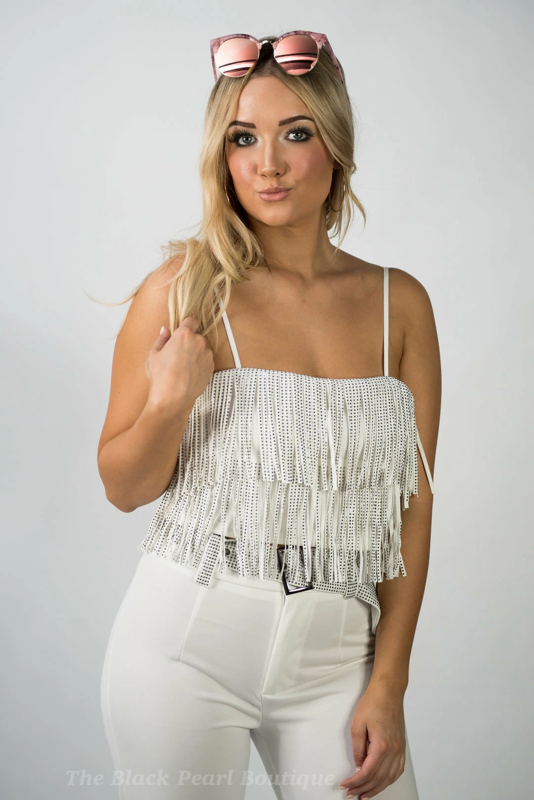 Nylon White Fringe Crop Top New Arrivals 3 Nylon White Fringe Crop Top New Arrivals