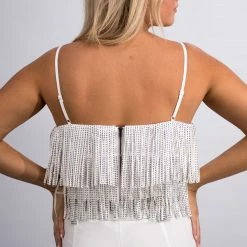 Nylon White Fringe Crop Top New Arrivals 8 Nylon White Fringe Crop Top New Arrivals
