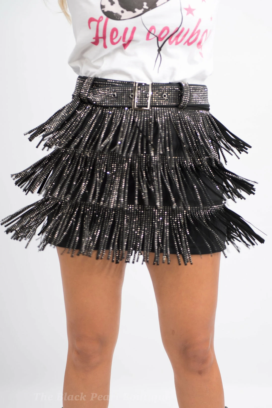 Nylon New Arrivals Black Fringe Skort 6 Nylon New Arrivals Black Fringe Skort