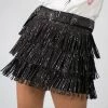 Nylon New Arrivals Black Fringe Skort