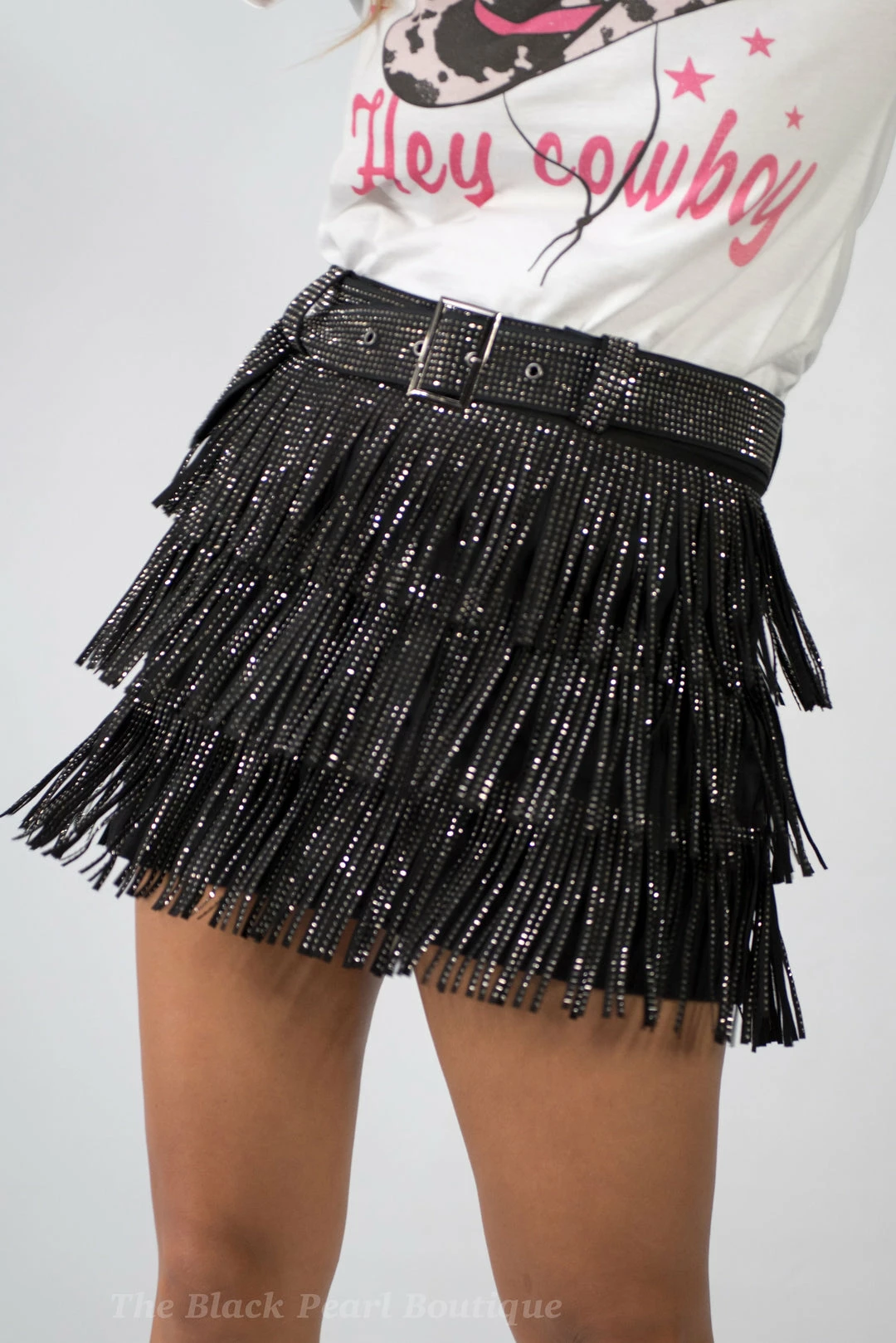 Nylon New Arrivals Black Fringe Skort 1 Nylon New Arrivals Black Fringe Skort