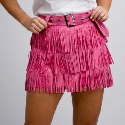 Nylon New Arrivals Fuchsia Fringe Skort