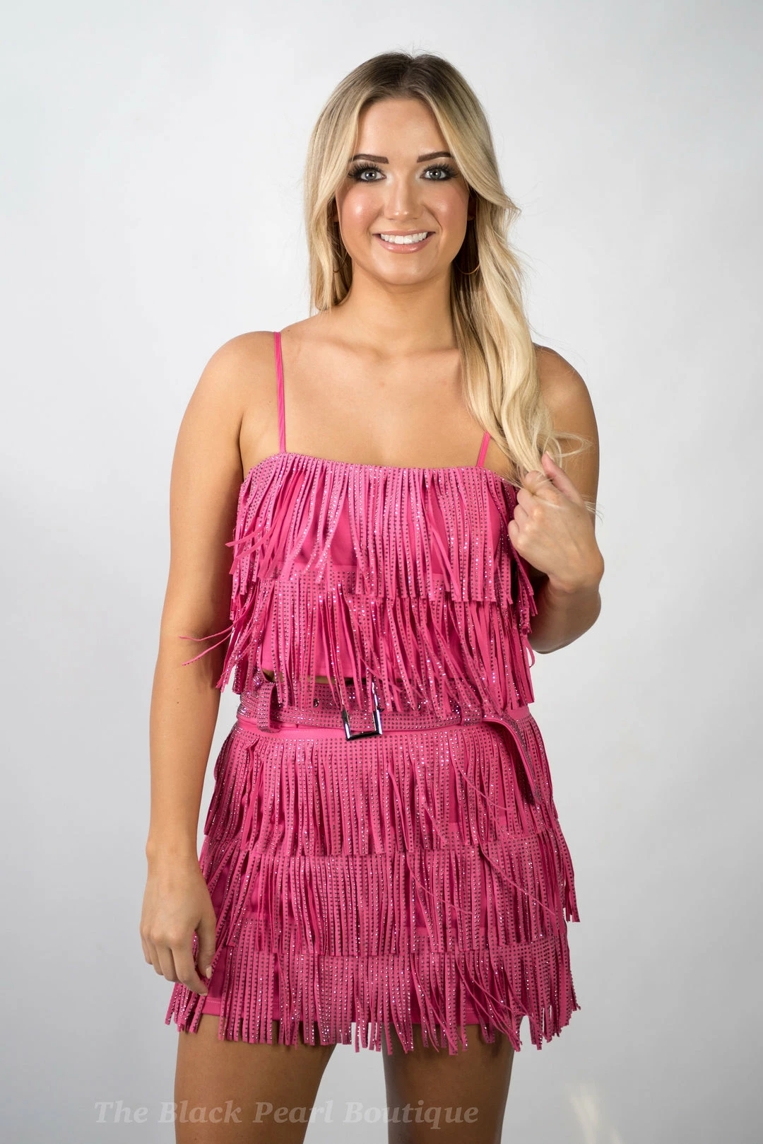 Nylon New Arrivals Fuchsia Fringe Crop Top 1 Nylon New Arrivals Fuchsia Fringe Crop Top