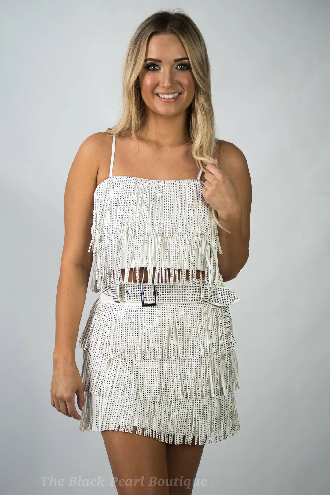 Nylon White Fringe Skort New Arrivals 3 Nylon White Fringe Skort New Arrivals