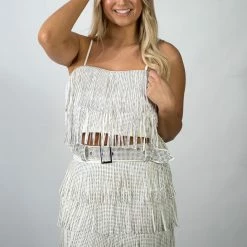 Nylon White Fringe Crop Top New Arrivals 9 Nylon White Fringe Crop Top New Arrivals