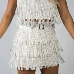 Nylon White Fringe Skort New Arrivals