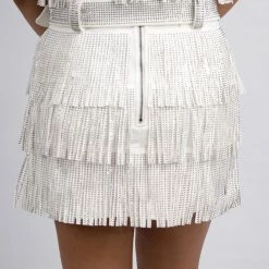 Nylon White Fringe Skort New Arrivals