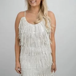 Nylon White Fringe Dress New Arrivals