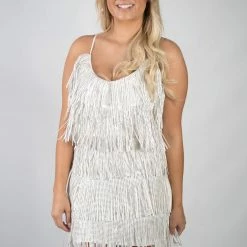 Nylon White Fringe Dress New Arrivals