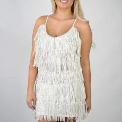 Nylon White Fringe Dress New Arrivals