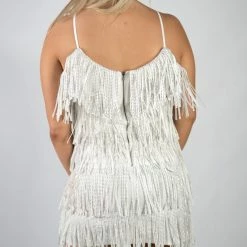 Nylon White Fringe Dress New Arrivals