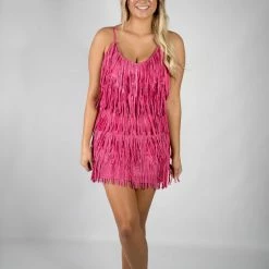 Nylon Fuchsia Fringe Dress 10 Nylon Fuchsia Fringe Dress