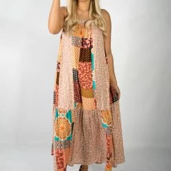 Gigio New Arrivals Patchwork Print Mixed Maxi