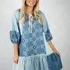 Gigio Light Denim Block & Pattern Dress