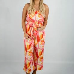 Andree By Unit Strapless Printed Jumpsuit