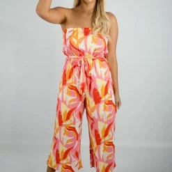 Andree By Unit Strapless Printed Jumpsuit