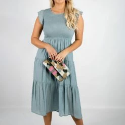Blu Pepper Dusty Blue Midi Dress New Arrivals