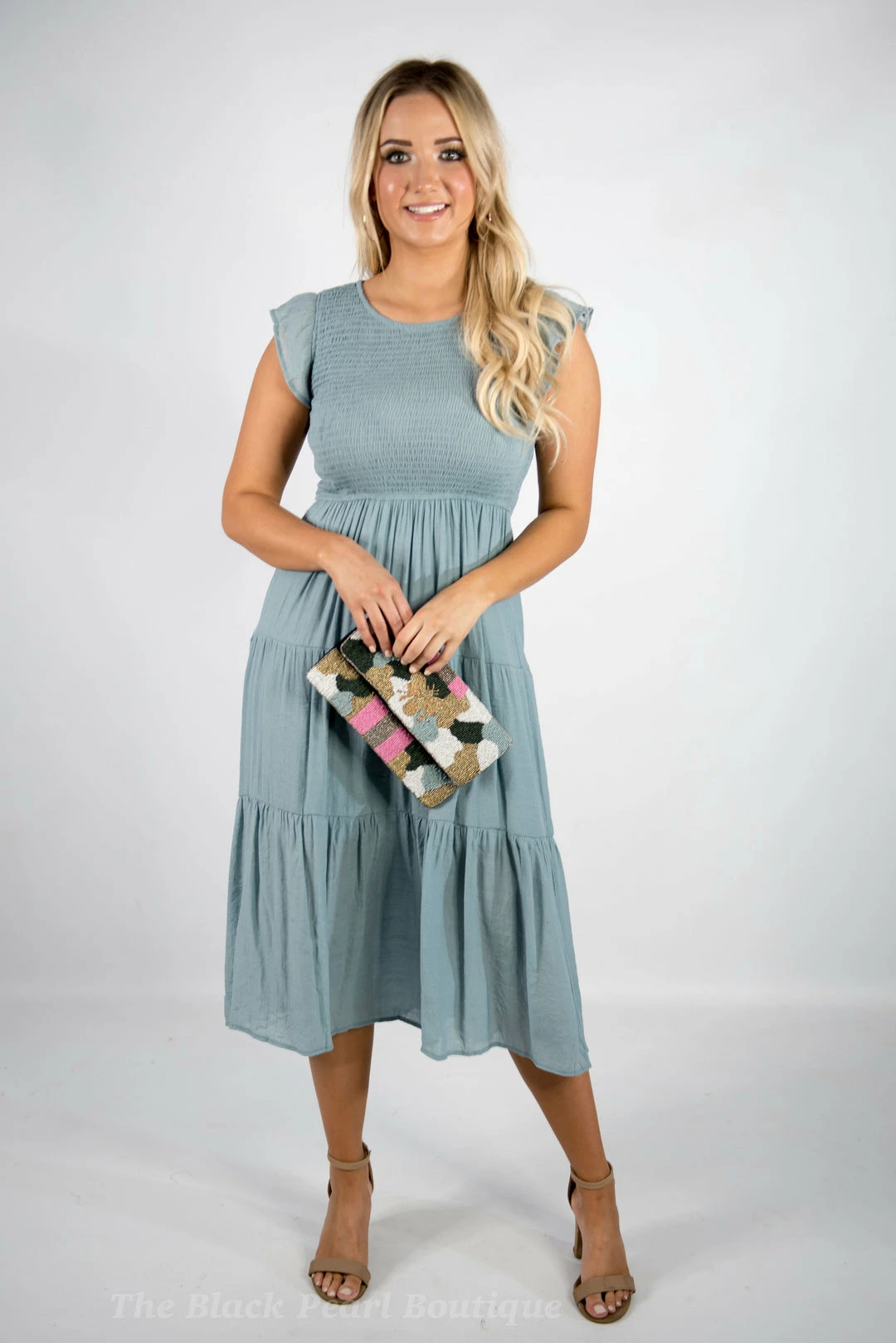 Blu Pepper Dusty Blue Midi Dress New Arrivals 1 Blu Pepper Dusty Blue Midi Dress New Arrivals