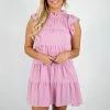 Entro Baby Pink Mock Neck Dress New Arrivals