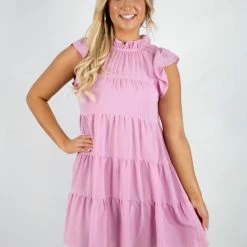Entro Baby Pink Mock Neck Dress New Arrivals
