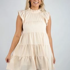 Entro Cream Mock Neck Dress