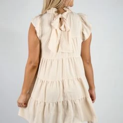 Entro Cream Mock Neck Dress