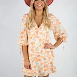 Peach Love Floral Print Mini Dress New Arrivals