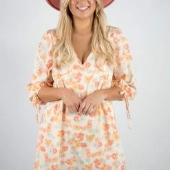 Peach Love Floral Print Mini Dress New Arrivals