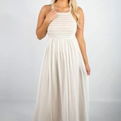 Lena White/Nude Maxi Dress