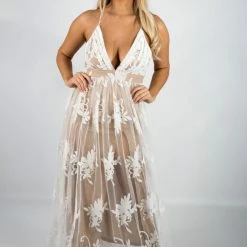 Vintageshop New Arrivals Ivory/Taupe Maxi Dress 13 Vintageshop New Arrivals Ivory/Taupe Maxi Dress