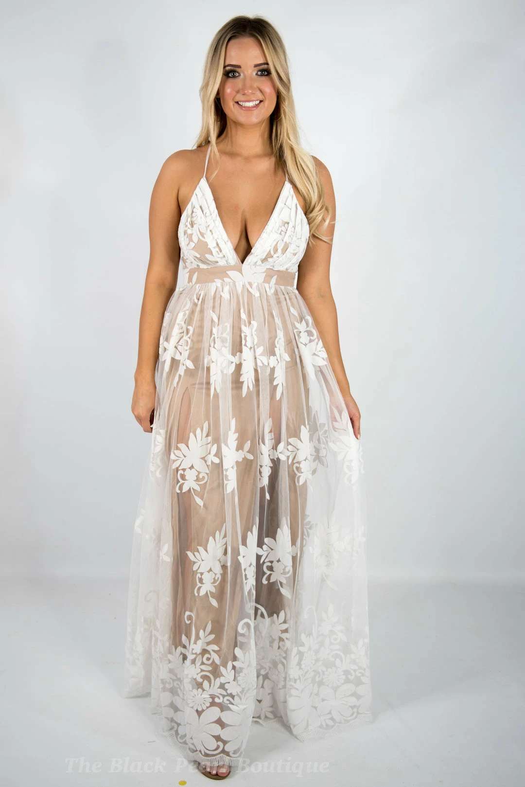 Vintageshop New Arrivals Ivory/Taupe Maxi Dress 2 Vintageshop New Arrivals Ivory/Taupe Maxi Dress