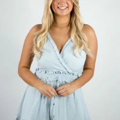 Twentyten Blue Ruffled Romper New Arrivals