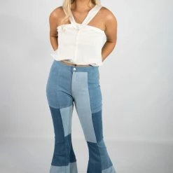 Peach Love Color Block Bell Bottoms