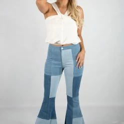 Peach Love Color Block Bell Bottoms