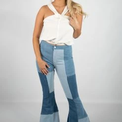 Peach Love Color Block Bell Bottoms