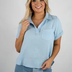 Very J Sky Blue Top New Arrivals