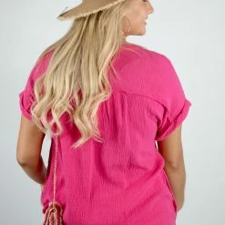Entro New Arrivals Hot Pink V Neck Top 11 Entro New Arrivals Hot Pink V Neck Top