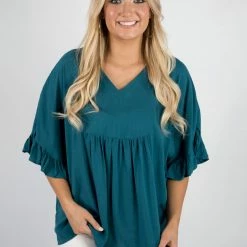 Andree By Unit Teal Ruffle Sleeve Top 11 Andree By Unit Teal Ruffle Sleeve Top